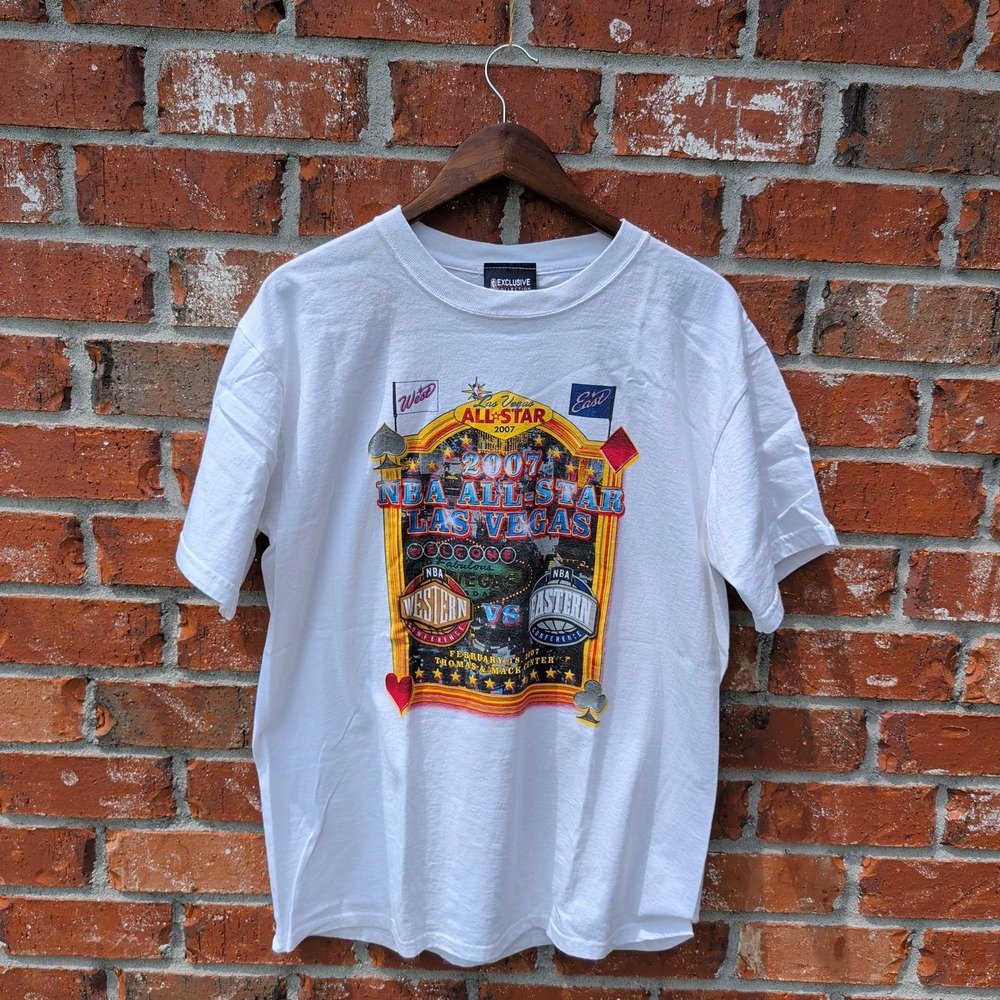 NBA‎ T-Shirt Men Large White 2007 All-Star Game Las Vegas Graphic Tee